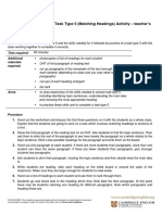 Ielts Academic Reading Task Type 5 Matching Headings Activity