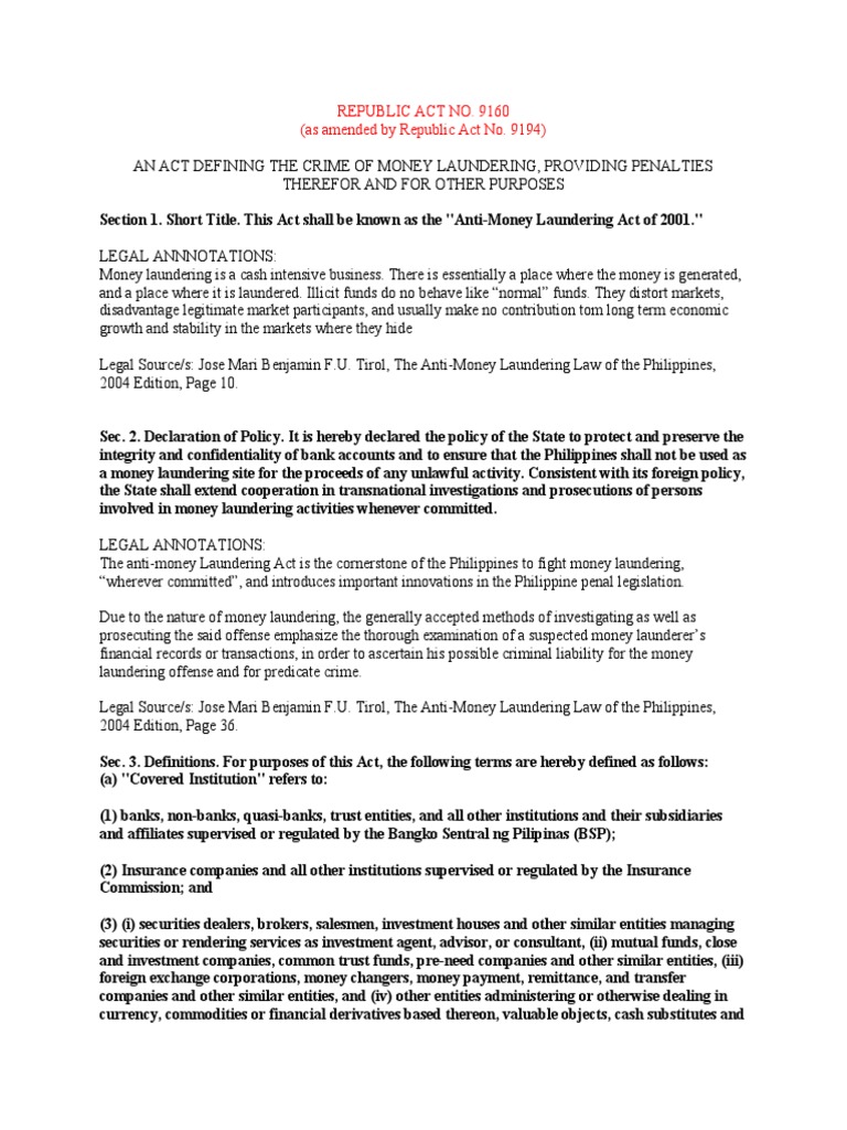Anti-Money Laundering Act of 2001 | PDF | Money Laundering | Asset ...