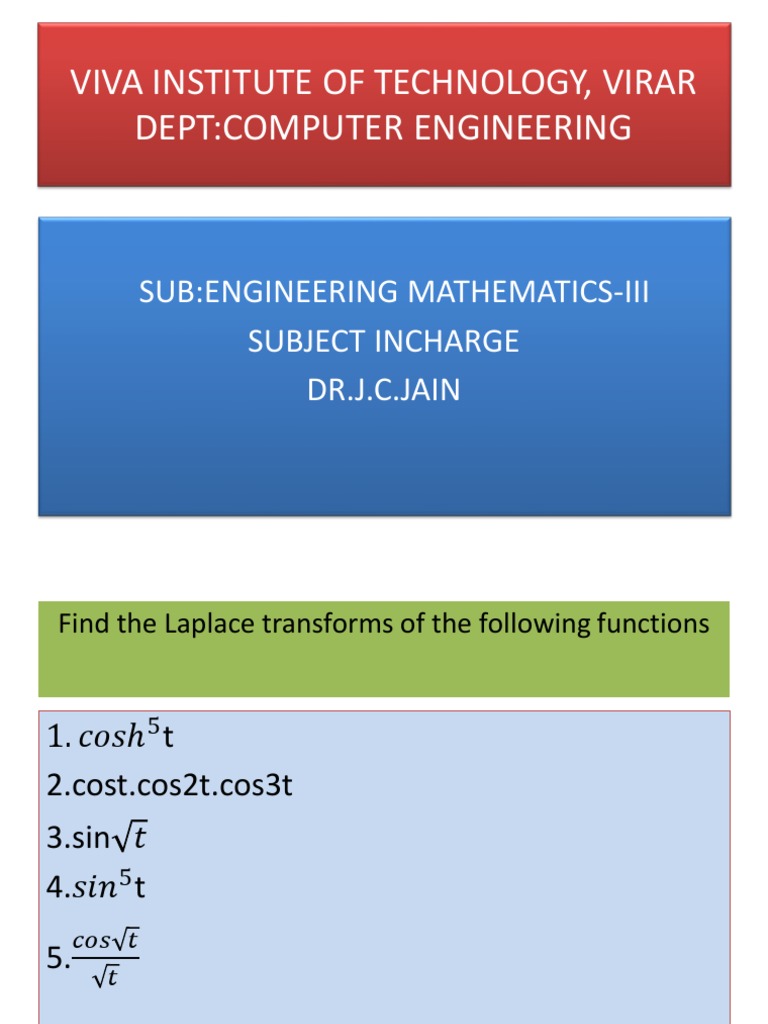 Laplace Transforms 2 Pdf Mathematics Theoretical Physics