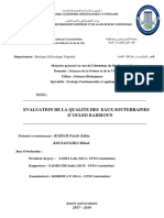 Evaluation de La Qualite Des Eaux Souterrain D'ouled Rahmoun