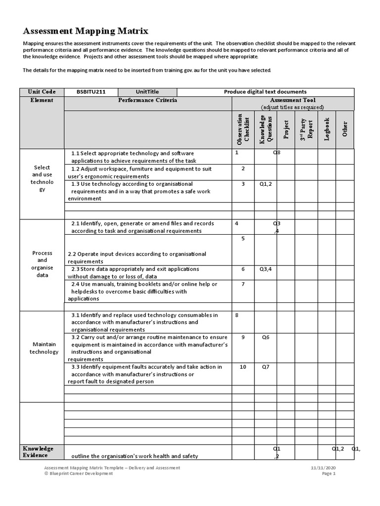 Assessment Mapping Matrix | PDF | Information Technology Management ...