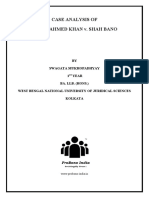 Case Analysis of Mohd. Ahmed Khan V. Shah Bano