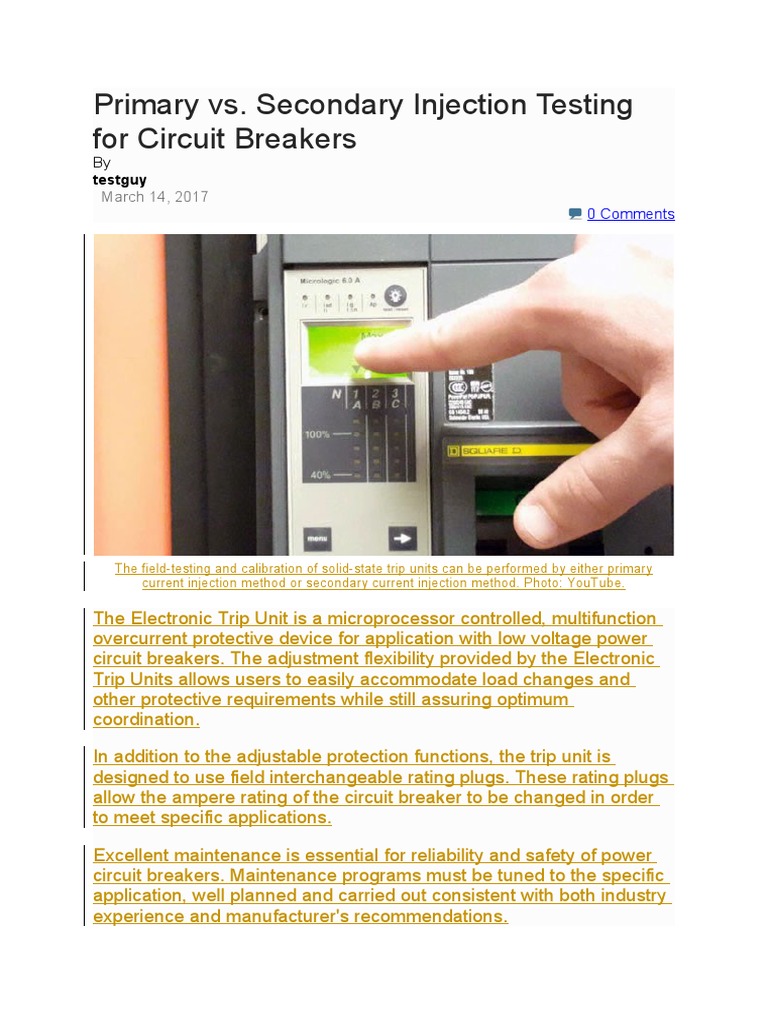 Primary vs. Secondary Injection Testing | PDF | Electronic Circuits ...