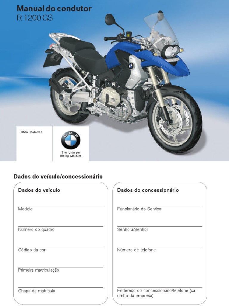 ManuaL de Serviço BMW R1200GS | PDF | Motocicleta | Pneu