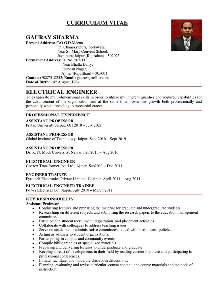 GAURAV SHARMA RESUME UPDATED January 2022 | PDF | Electrical Substation ...