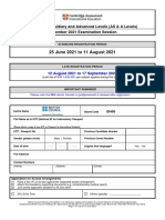 Application Form As A Level - November 2021 Series