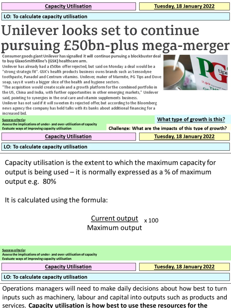 Improving Capacity Utilisation Strategies | PDF | Capacity Utilization ...