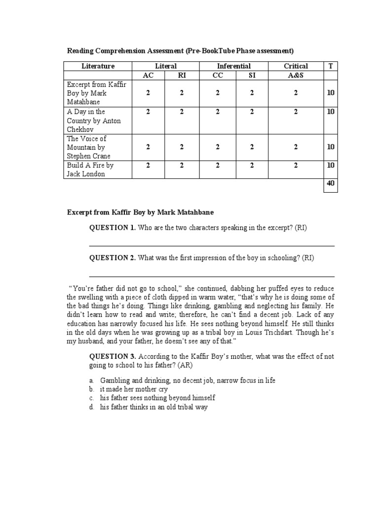 Elementary Reading Comprehension Test | PDF | Ice | The Little Prince