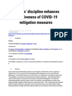 Citizens' Discipline Enhances Effectiveness of COVID-19 Mitigation Measures