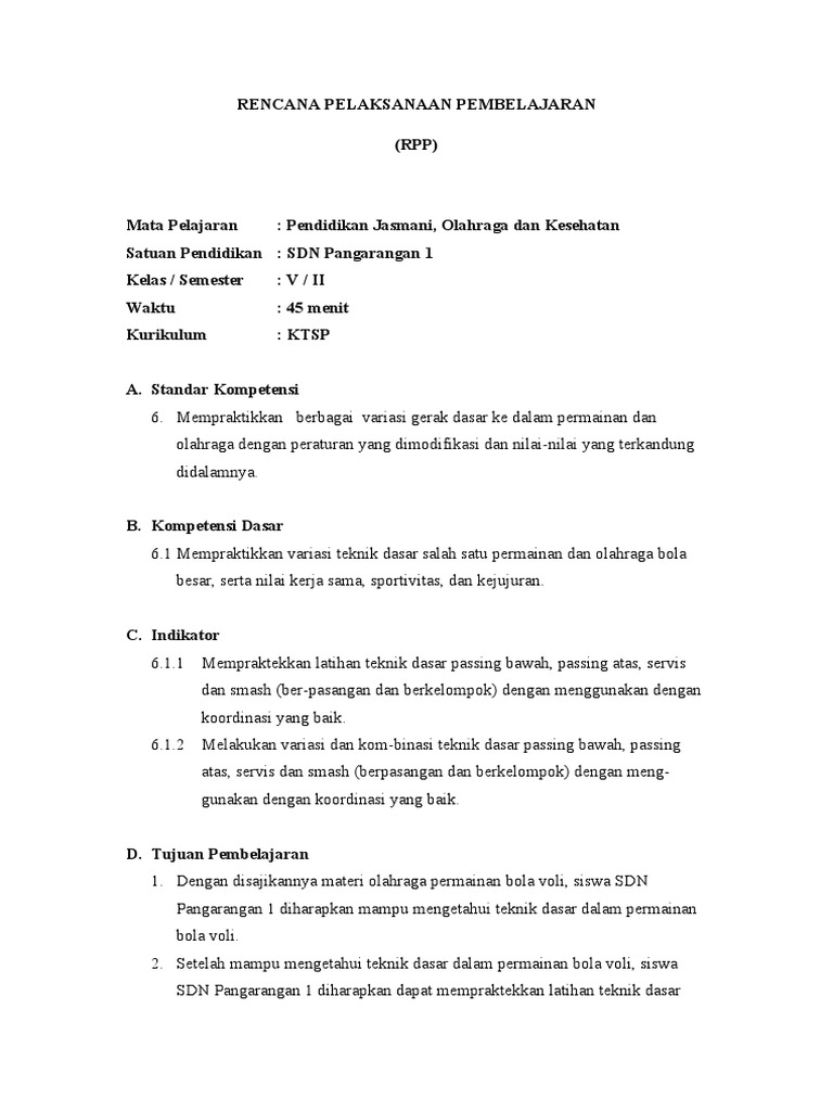 RPP Penjas 1 | PDF