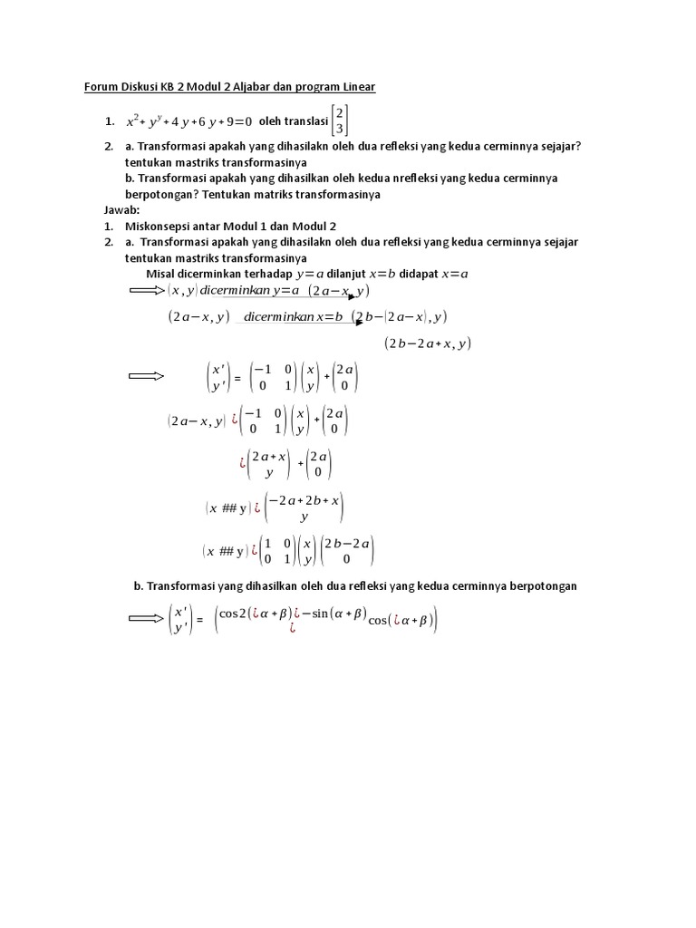 Transformasi Aljabar dan Program Linear | PDF | Metode & Bahan Ajar
