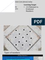 Do Now Learning Target: - 1.4: Rational vs. Irrational Numbers
