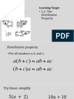 Do Now Learning Target - Distributive Property Worksheet and Review