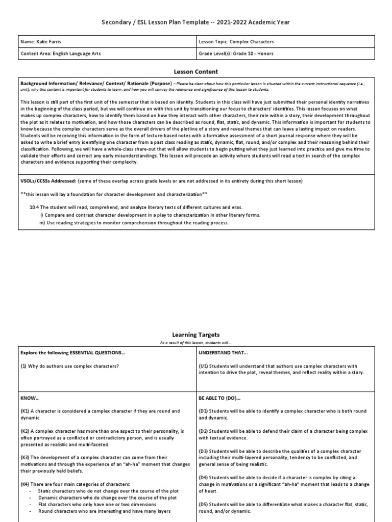 Farris - Technology Enhanced Lesson Plan | PDF | Lesson Plan | Learning