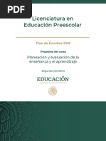 Plan Planeación y Evaluación de La Enseñanza y El Aprendizaje