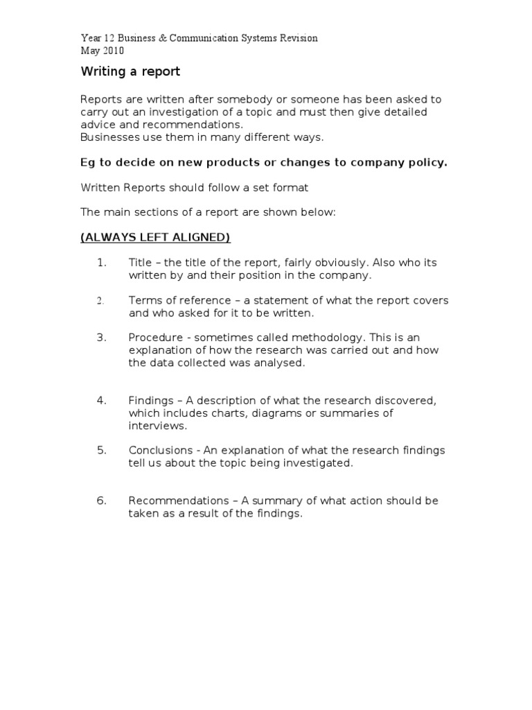 Report Writing Guidelines for Business | PDF