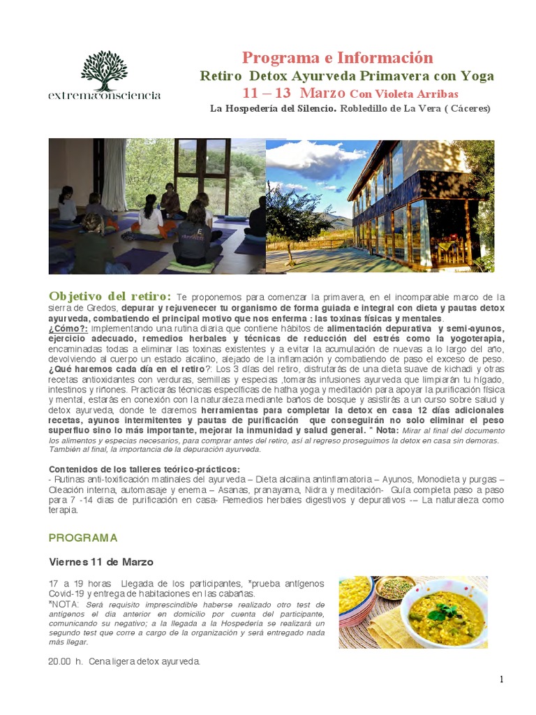 Retiro Detox Ayurveda y Yoga (Bosques y Sierras de La Vera) PDF