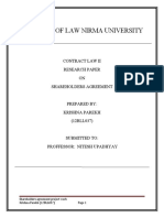 Institute of Law Nirma University: Contract Law Ii Research Paper ON Shareholders Agreement