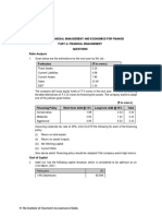 Paper - 8: Financial Management and Economics For Finance Part A: Financial Management Questions Ratio Analysis