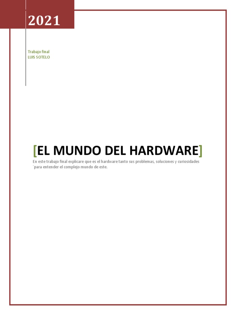 Trabajo Final | PDF | Hardware de la computadora | Unidad Central de ...