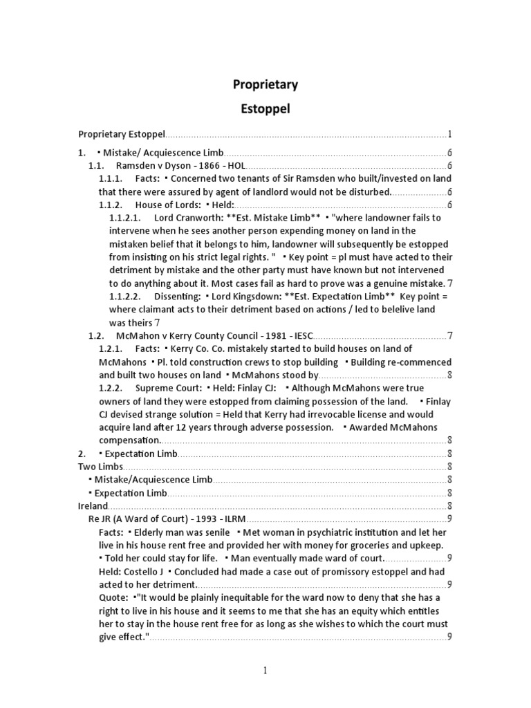 Understanding Proprietary Estoppel Cases | PDF | Estoppel | Property Law