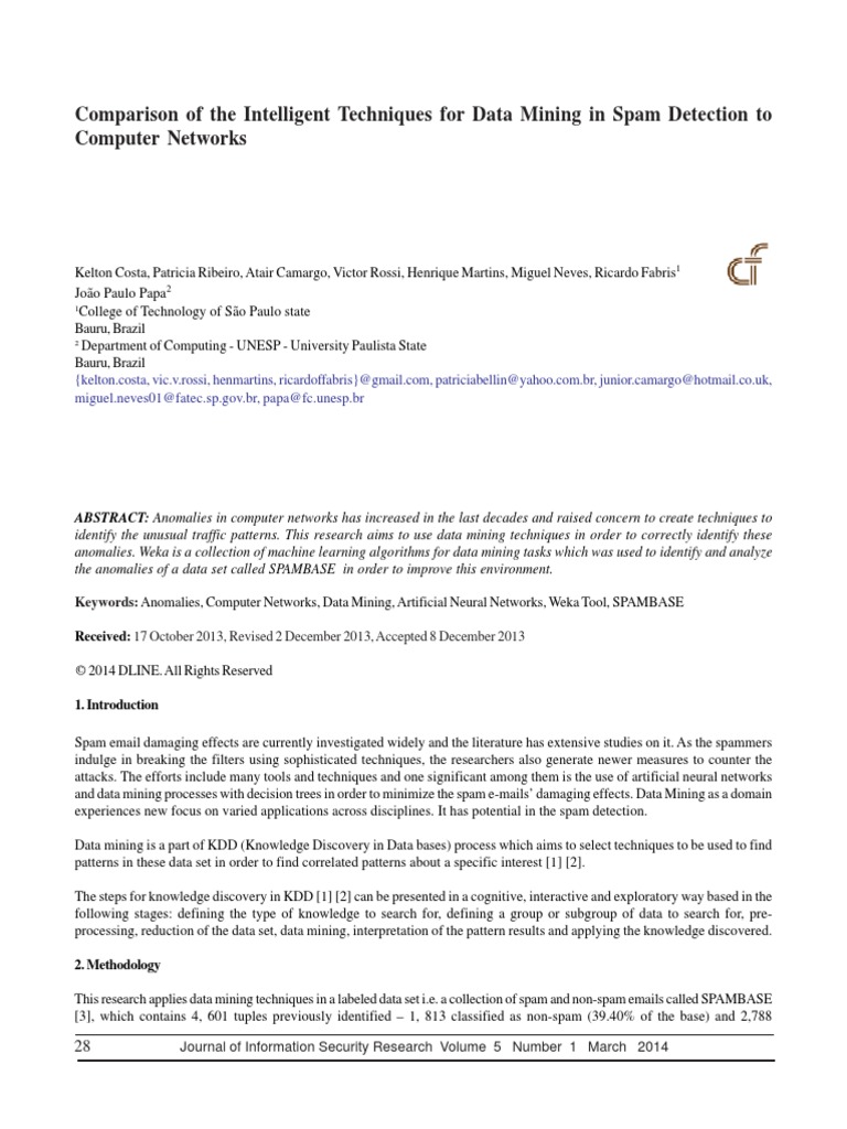 Data Mining in Spam Detection | PDF | Receiver Operating Characteristic ...