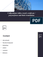 Collocations With A Word Certificate /: Pažymėjimas and Their Translation