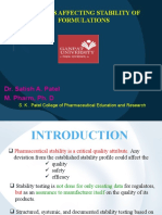Factors Affecting Stability of Formulations: Dr. Satish A. Patel M. Pharm, Ph. D