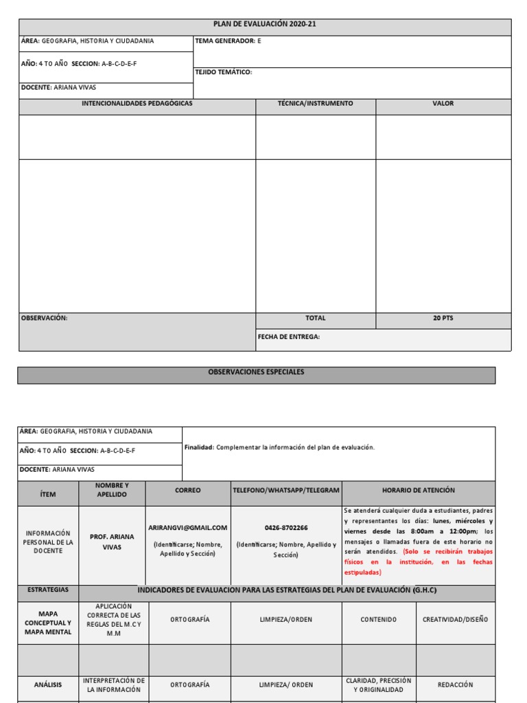 PLAN DE EVALUACIÓN 2021-22 Segundo Lapso | PDF | Cognición | Comunicación