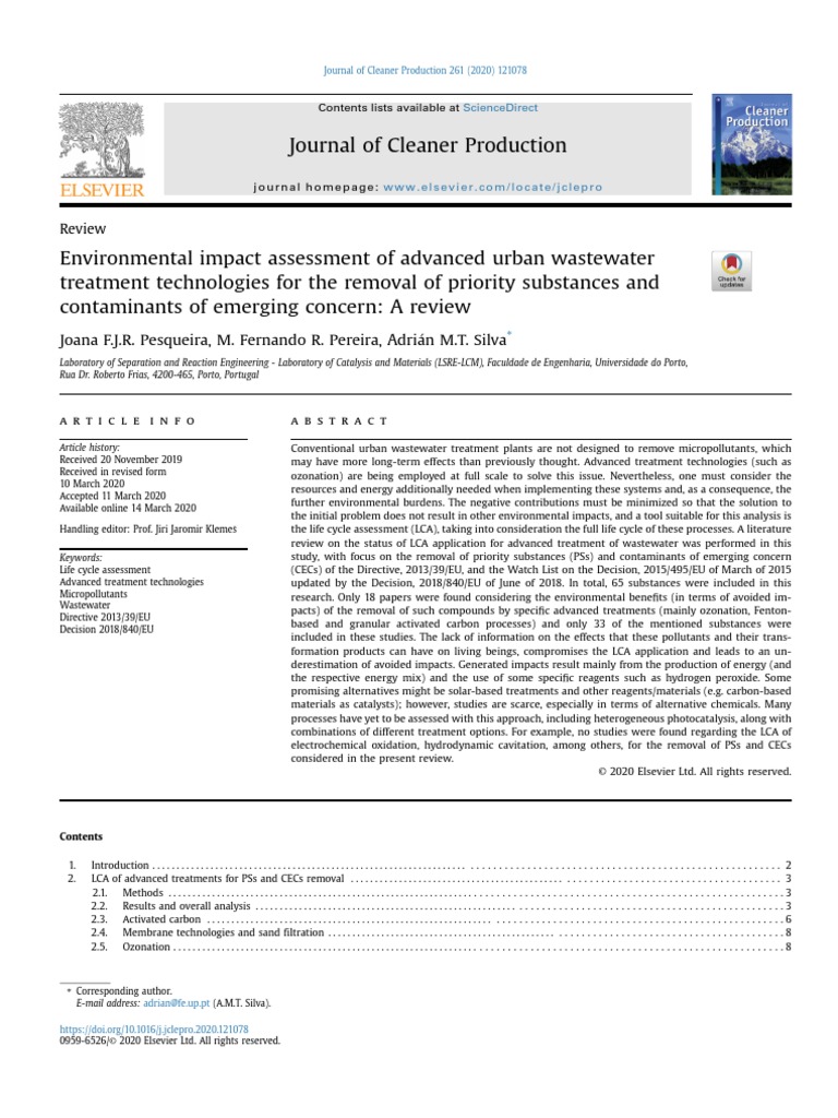 Journal of Cleaner Production Review PDF Life Cycle Assessment