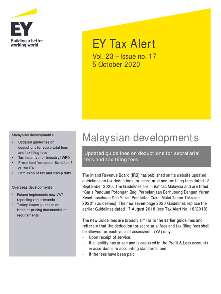 EY Tax Alert Malaysian Developments PDF Value Added Tax Taxes