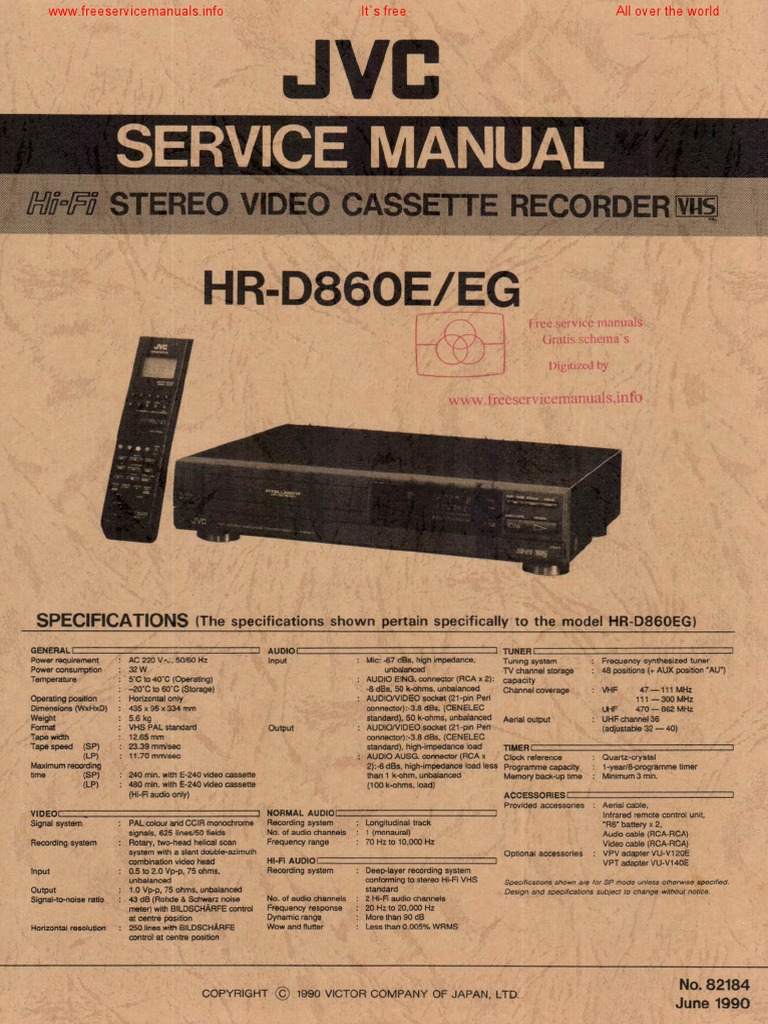 JVC - VCR HR-D860E - EG - Service Manual | PDF