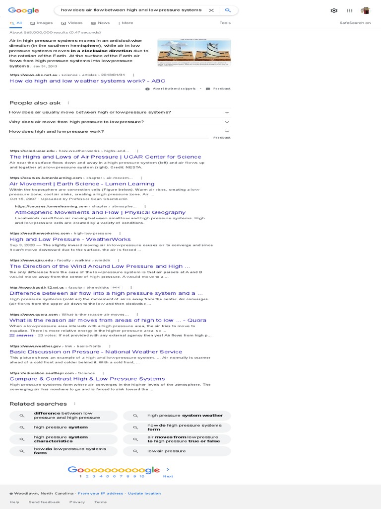 HW Does Air Flow Between High and Low Pressure Systems Google Search
