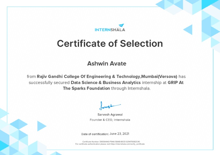 Data Science Internship Success at GRIP | PDF | Business | Technology ...