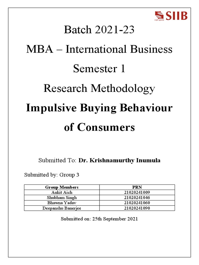 Impulsive Buying Behavior in Consumers | PDF | Consumer Behaviour ...