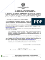Edital nº 366.2021 - PS 2022 Subsequente - Lista Preliminar de Inscritos
