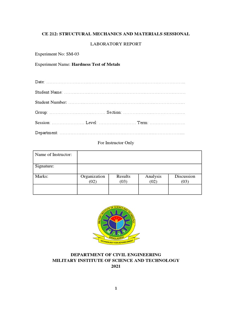 Hardness Test Report 2021 PDF Hardness Chemistry