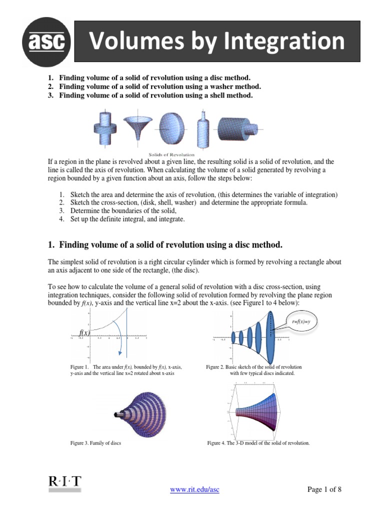 C8 VolumesbyIntegration BP 9-22-14 | PDF | Integral | Cartesian ...
