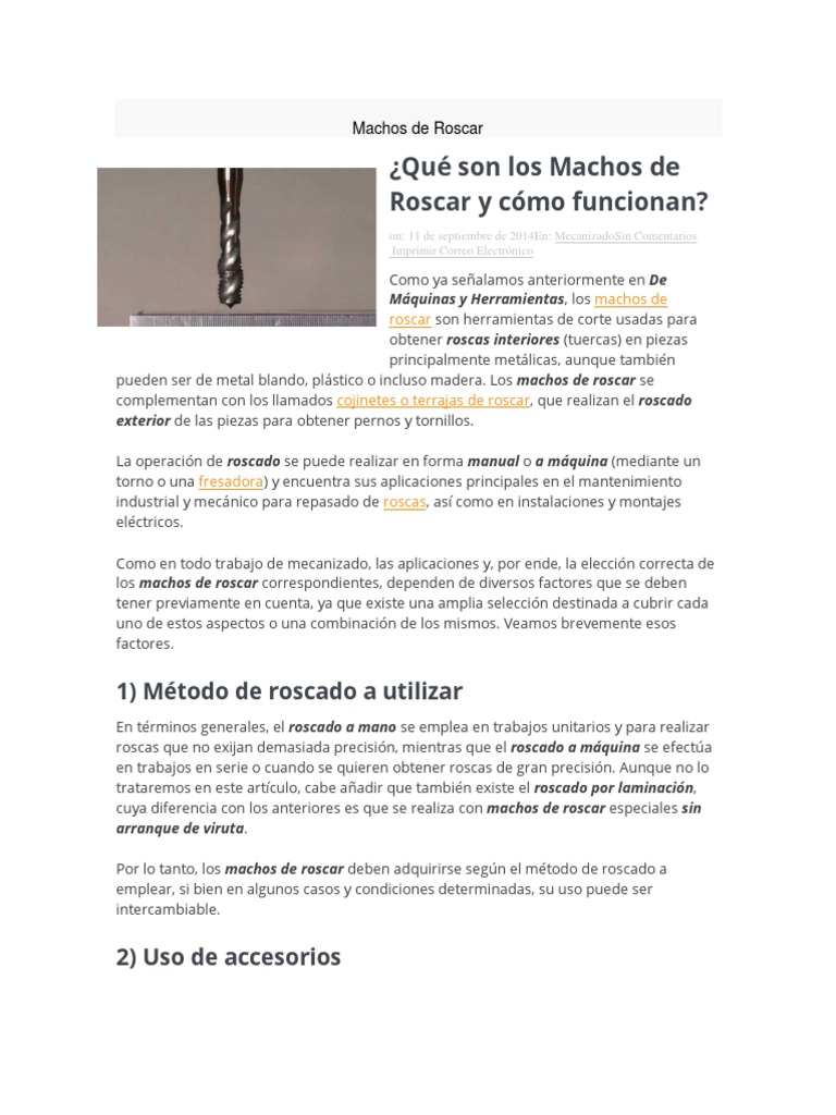 Machos Roscar, PDF, Perforar