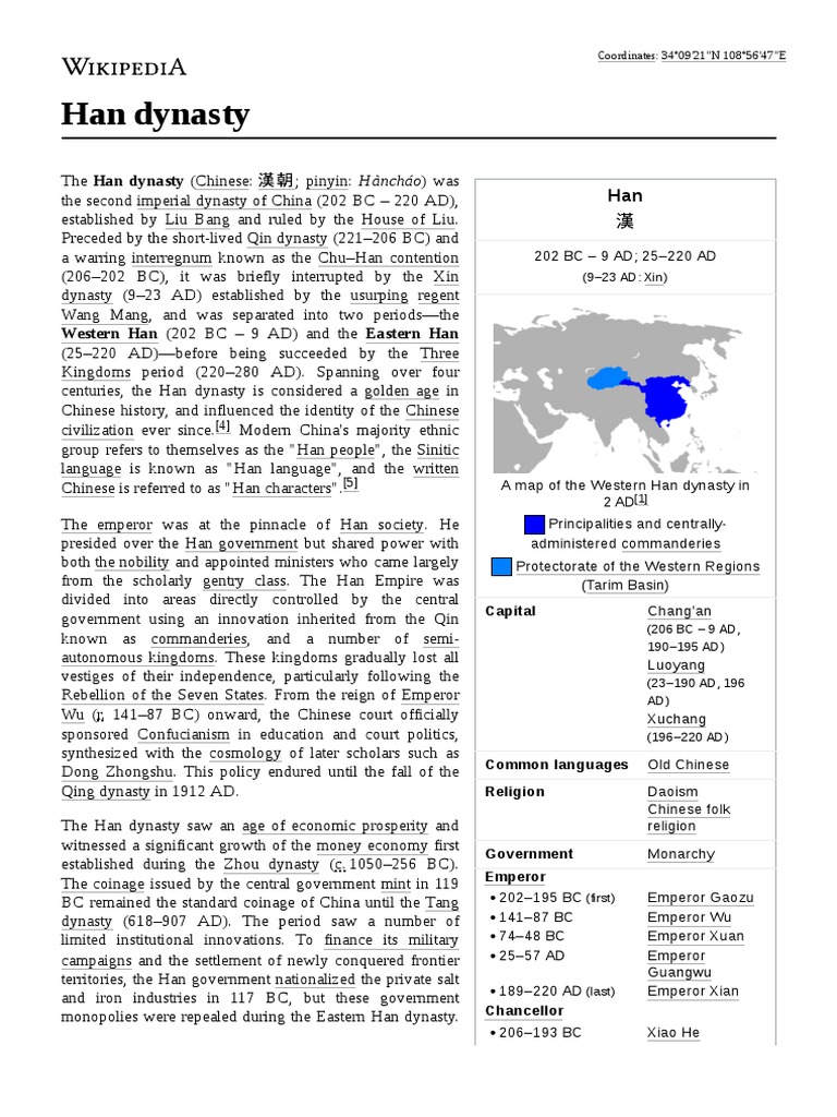Han Dynasty Map Overview | PDF | Han Dynasty | China
