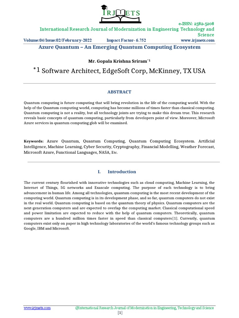 Azure Quantum An Emerging Quantum Computing Ecosystem Pdf