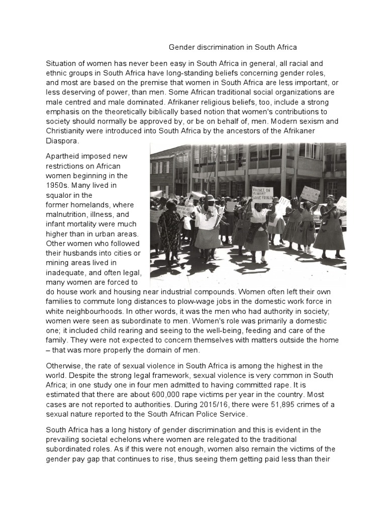 Gender Discrimination in South Africa | PDF | Woman | Gender Equality