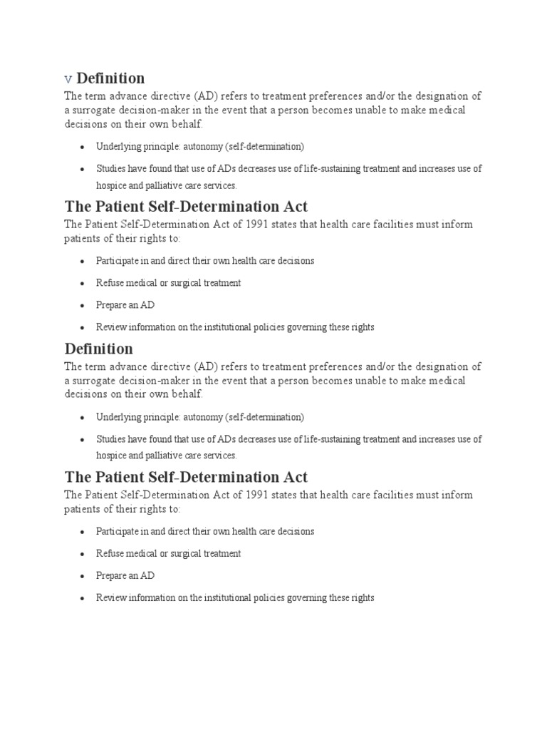 The Patient SelfDetermination Act PDF Autonomy Hospice