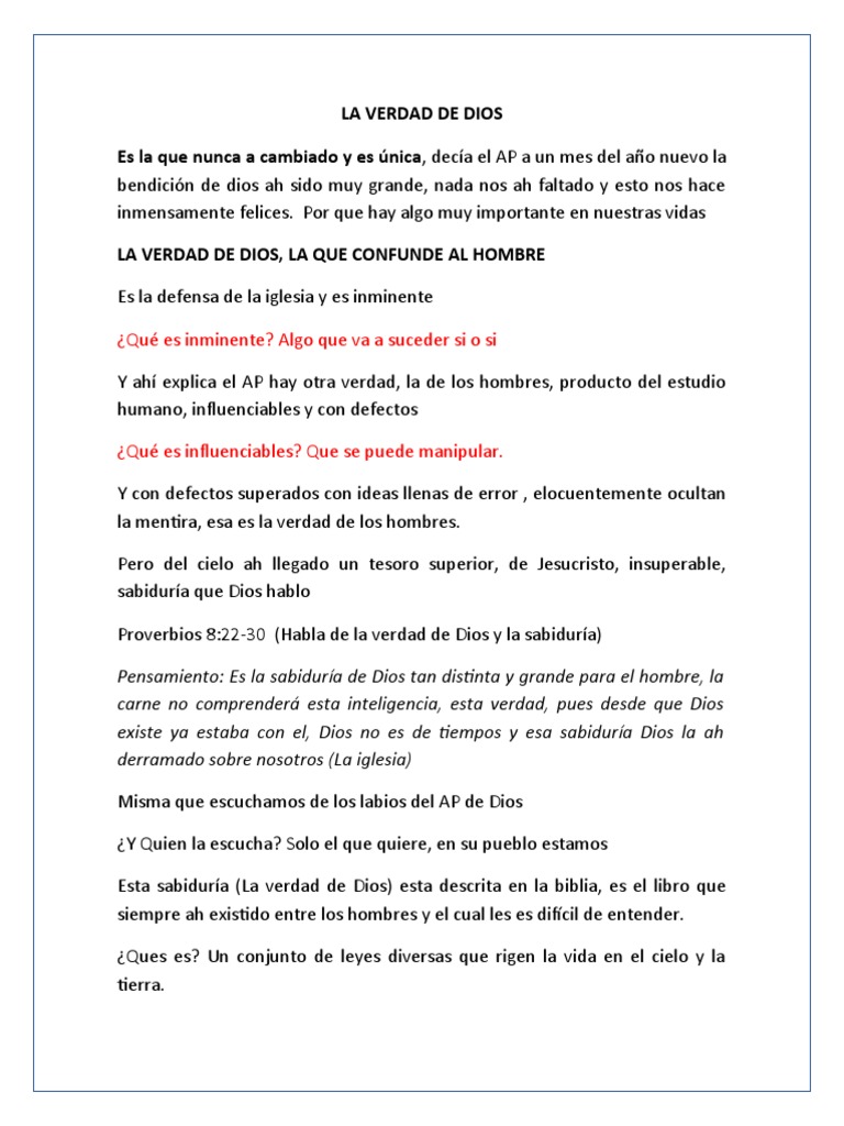 La Verdad de Dios y su Sabiduría | PDF | Verdad | Dios