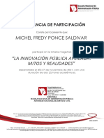 "La Innovación Pública Aplicada: Mitos Y Realidades": Michel Fredy Ponce Saldivar