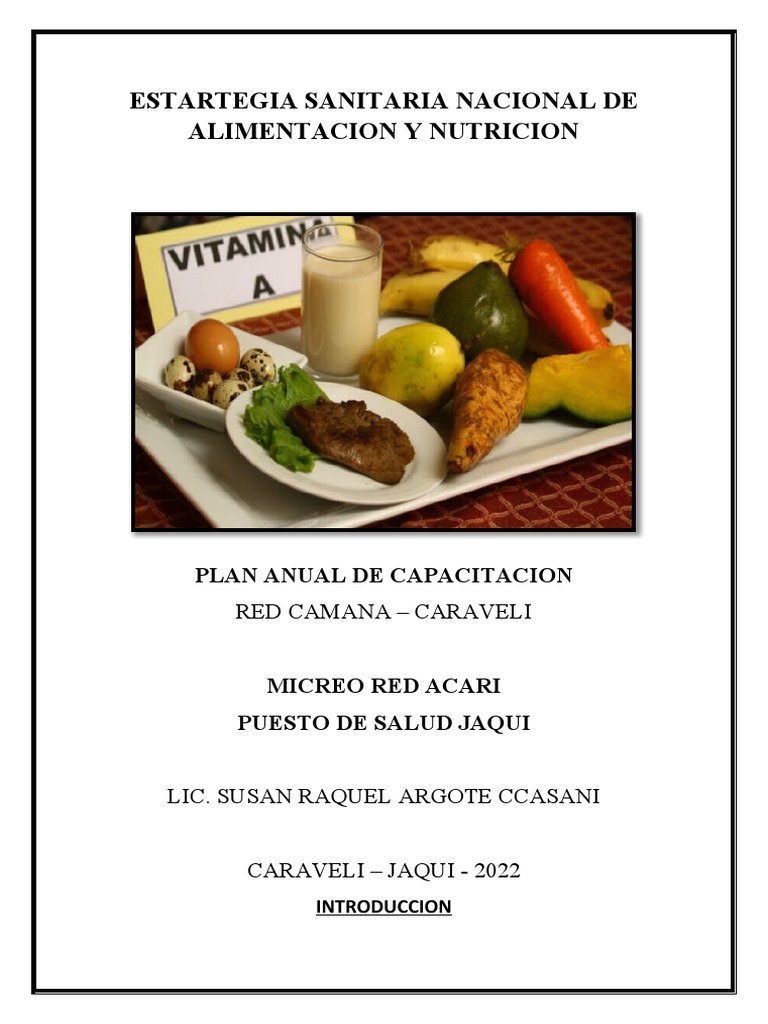 Plan Anual de Capacitaciones Nutricion | PDF | Nutrición | Dieta y ...