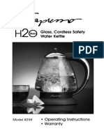 Glass, Cordless Safety Water Kettle: - Operating Instructions - Warranty