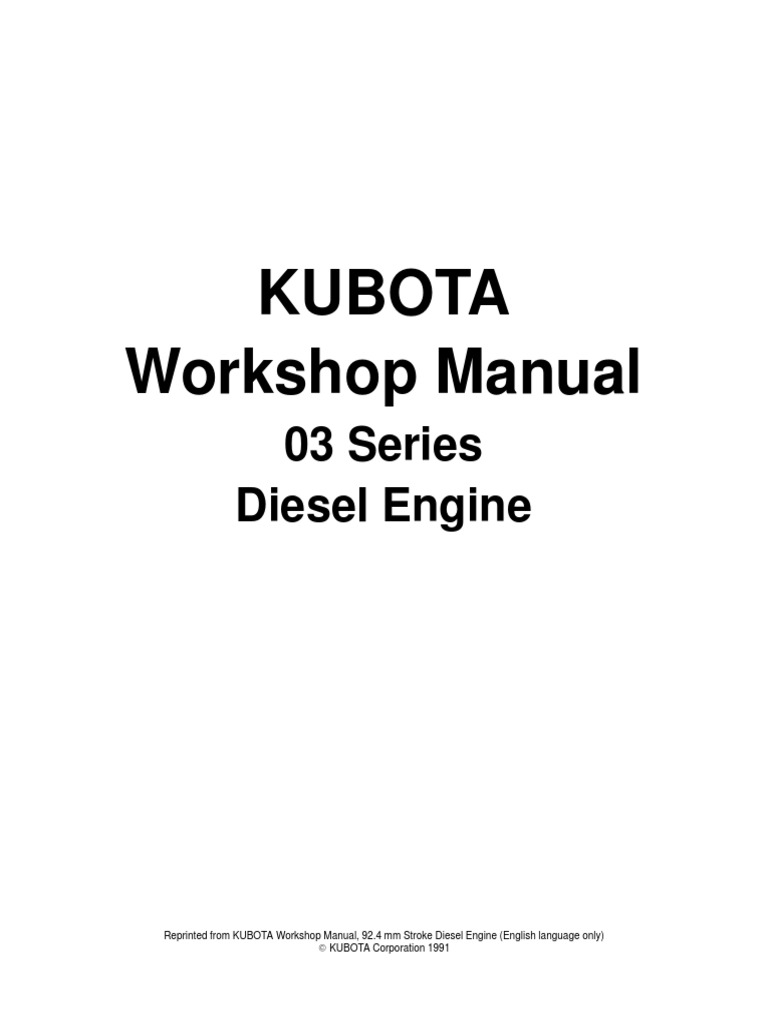 Kubota 03 Series Diesel Engine Manual | PDF | Technology & Engineering