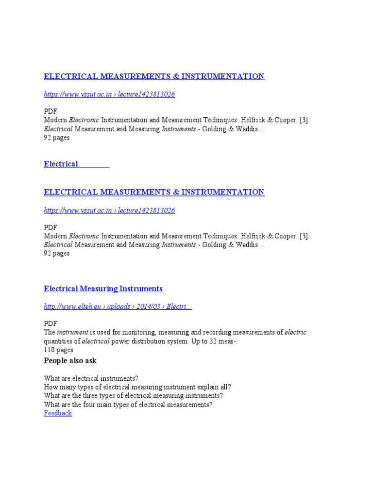 Electrical Measurements & Instrumentation | PDF | Instrumentation ...