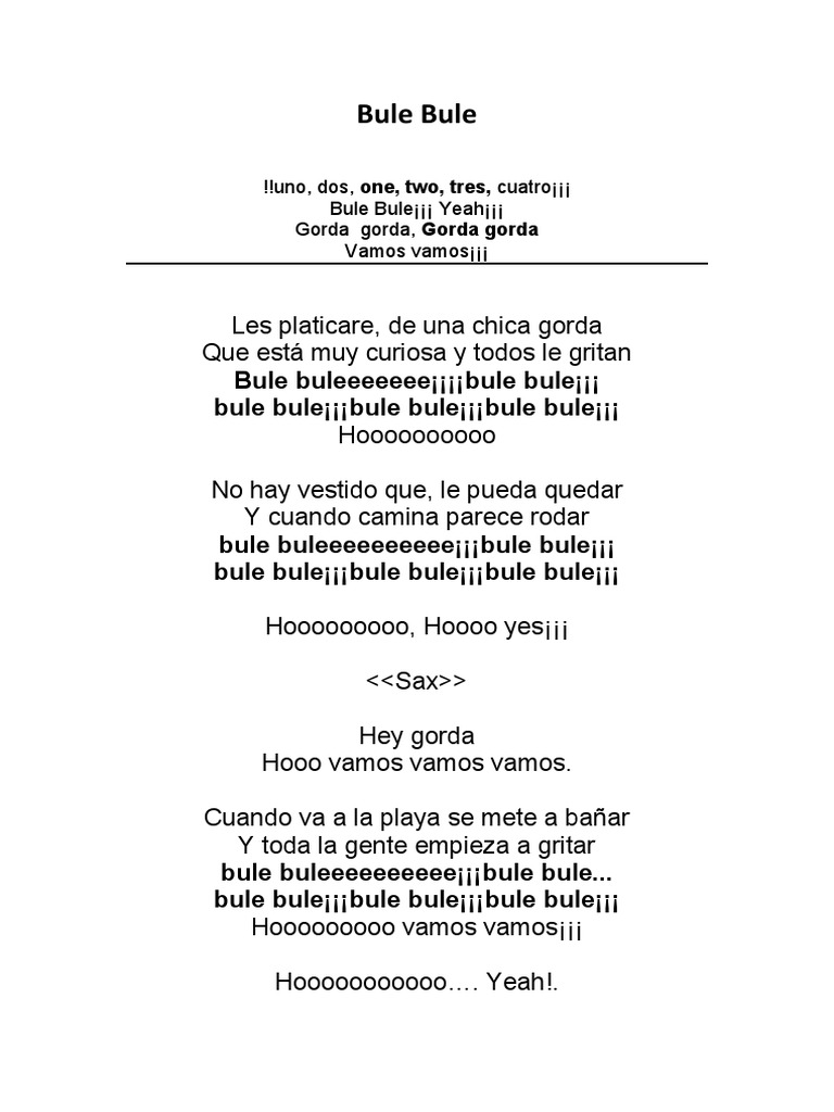 Letra y Acordes de Bule Bule | PDF